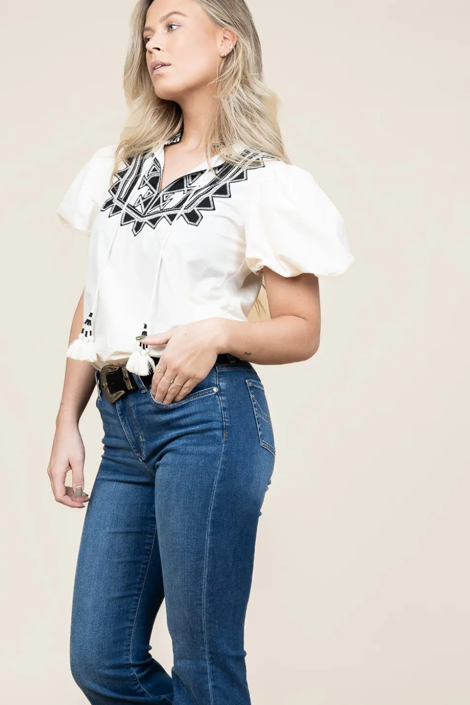 Embroidery Poplin Top Amelia | Natural... | Scarlett Poppies | Little Soho