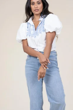 Embroidery Poplin Top Amelia | White... | Scarlett Poppies | Little Soho