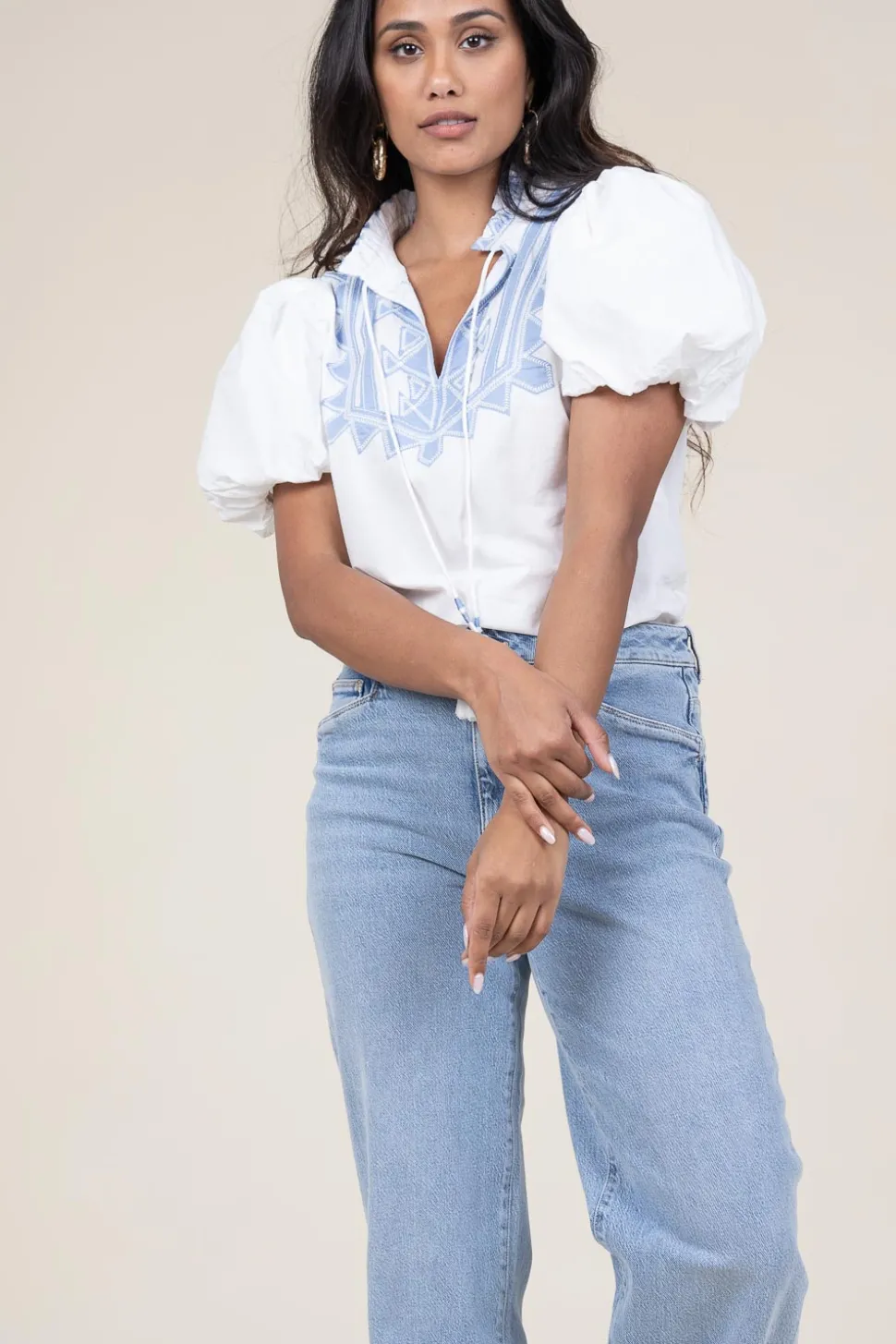 Embroidery Poplin Top Amelia | White... | Scarlett Poppies | Little Soho