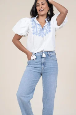 Embroidery Poplin Top Amelia | White... | Scarlett Poppies | Little Soho