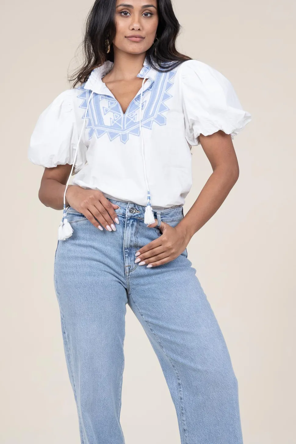 Embroidery Poplin Top Amelia | White... | Scarlett Poppies | Little Soho