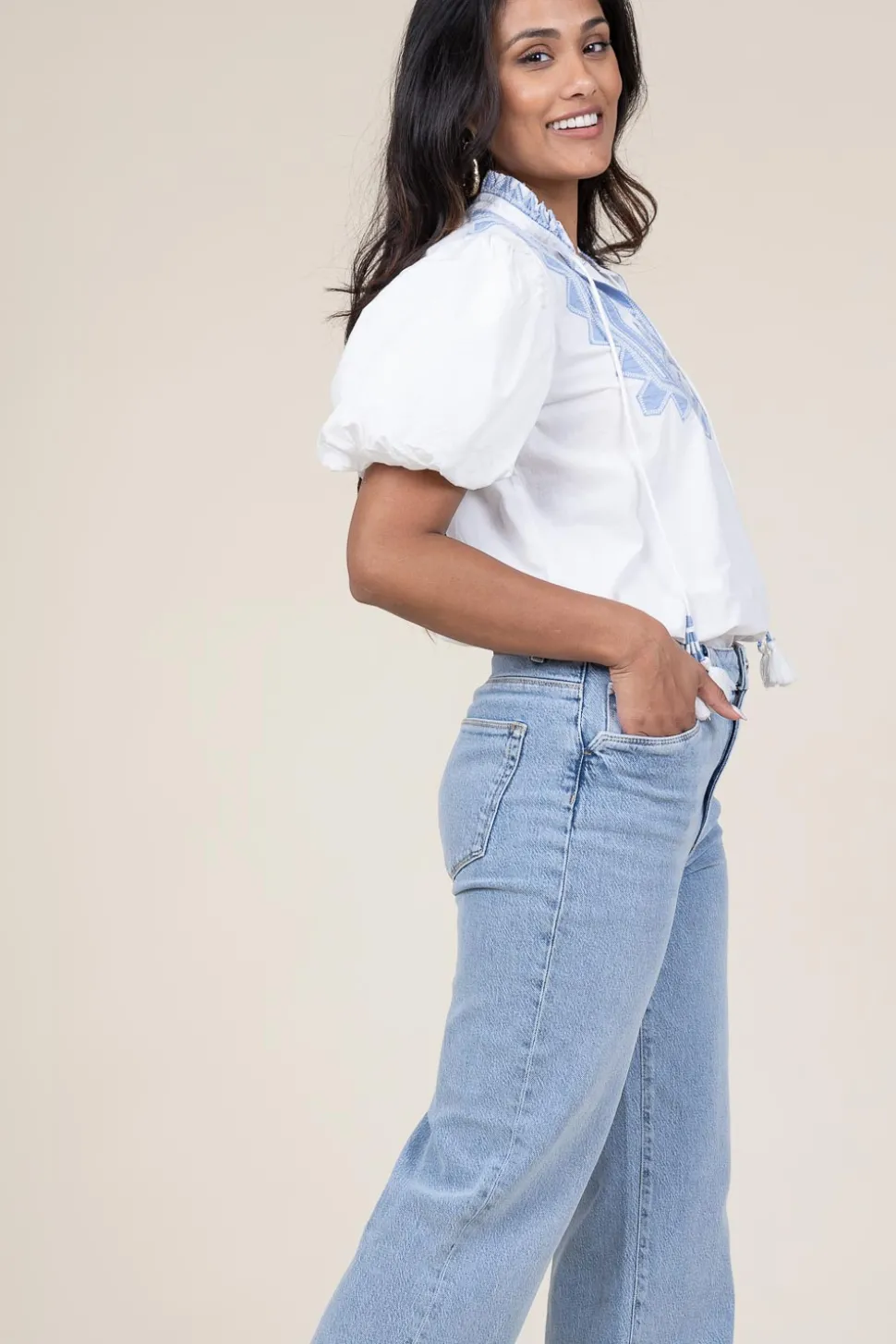 Embroidery Poplin Top Amelia | White... | Scarlett Poppies | Little Soho