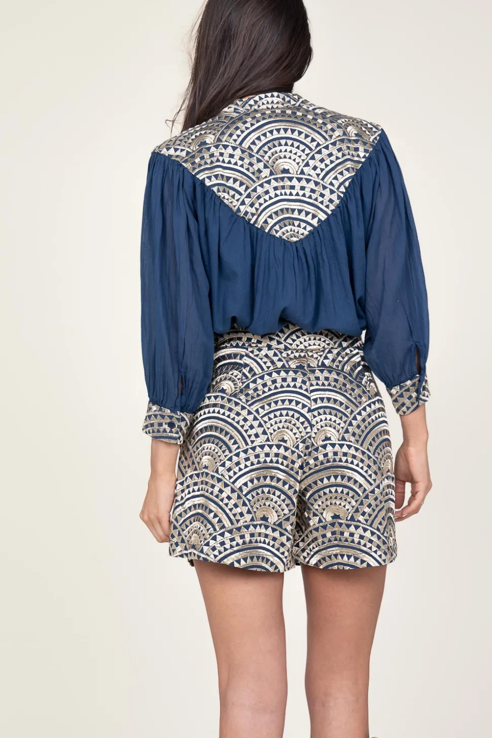 Embroidery Short Daphne | Blue... | Greek Archaic Kori | Little Soho