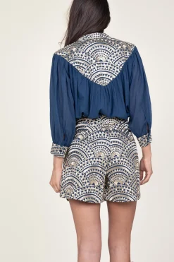 Embroidery Short Daphne | Blue... | Greek Archaic Kori | Little Soho