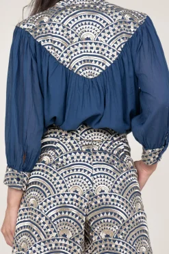 Embroidery Short Daphne | Blue... | Greek Archaic Kori | Little Soho