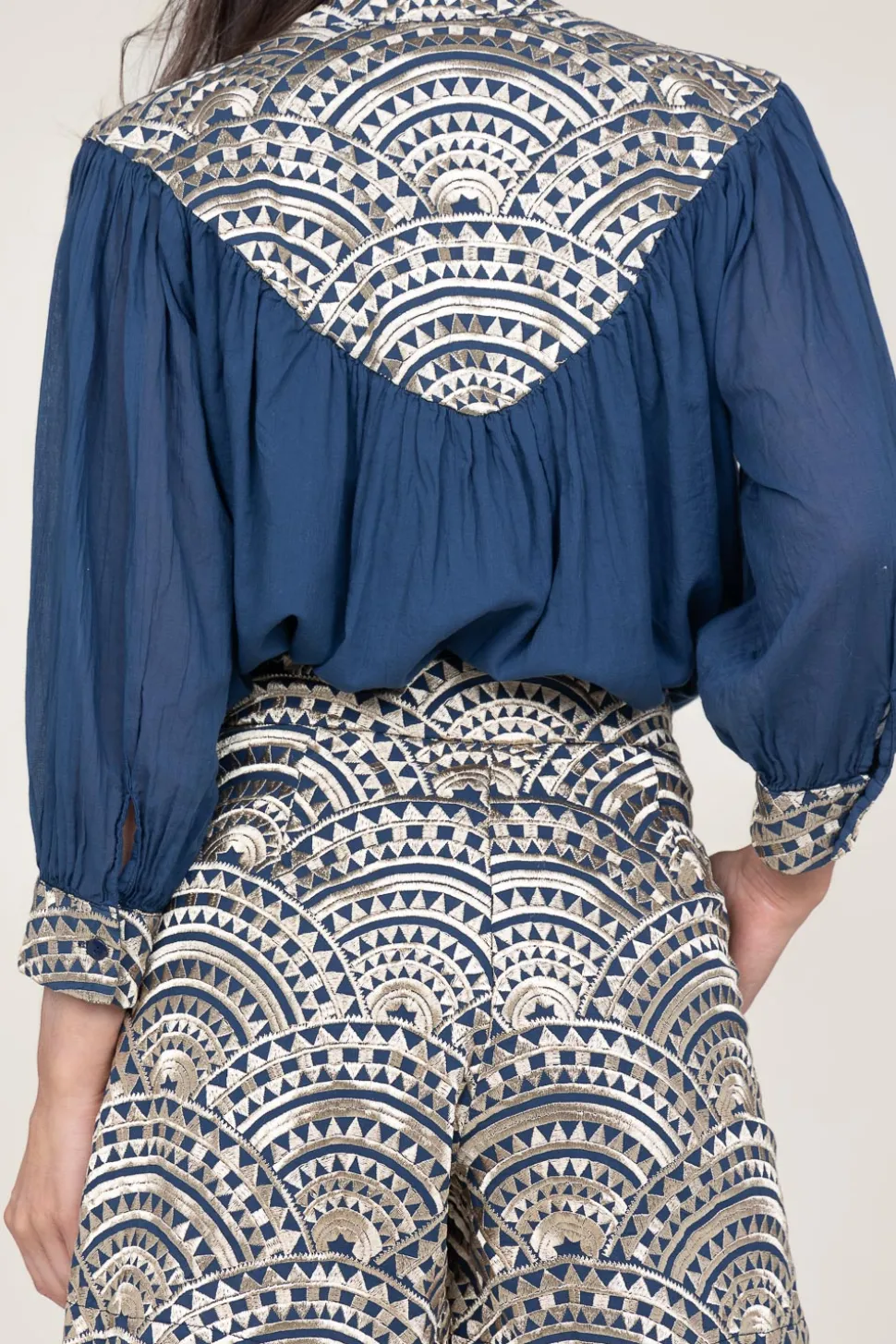 Embroidery Short Daphne | Blue... | Greek Archaic Kori | Little Soho