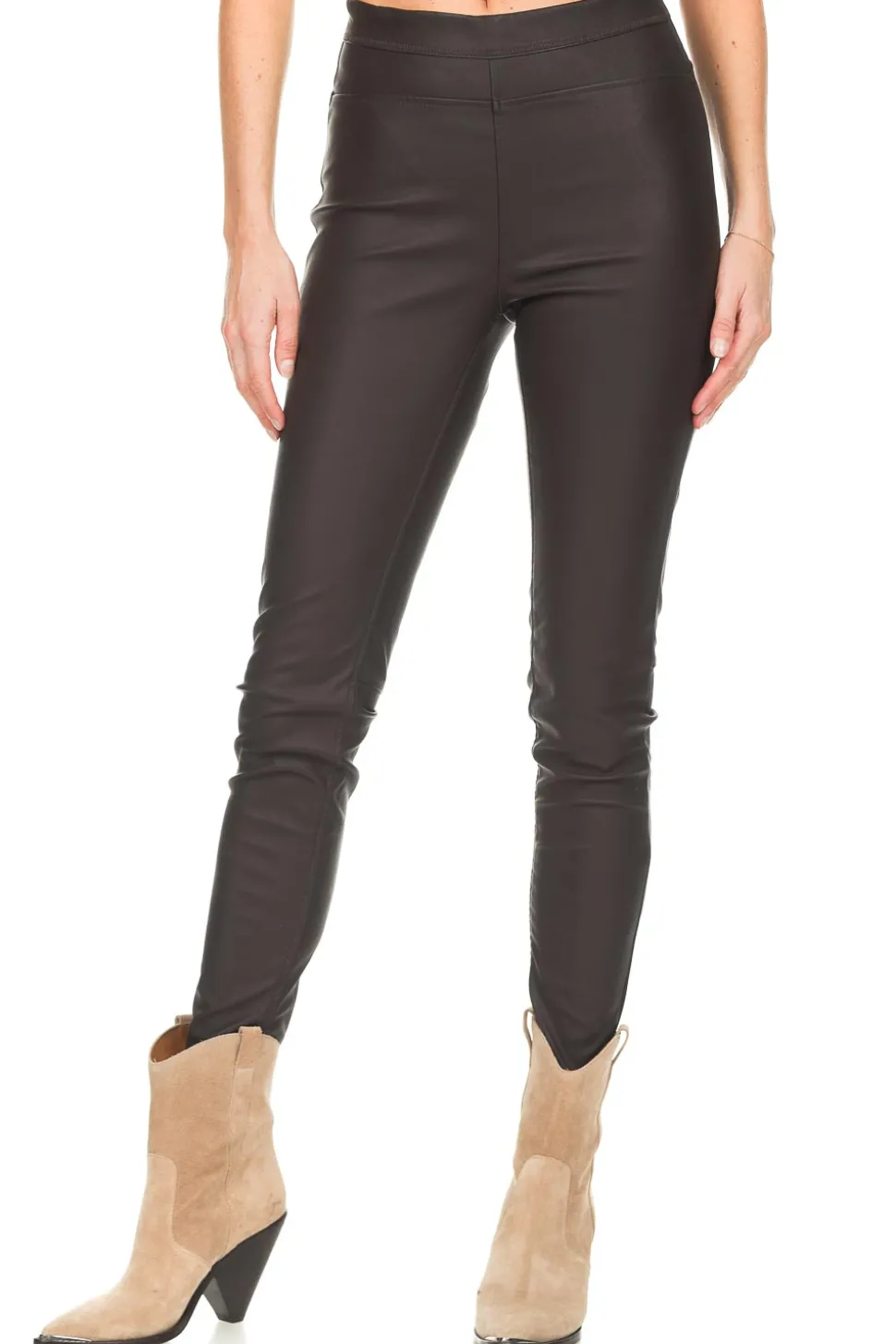 Faux Leather Leggings Amber | Brown... | Knit-Ted | Little Soho