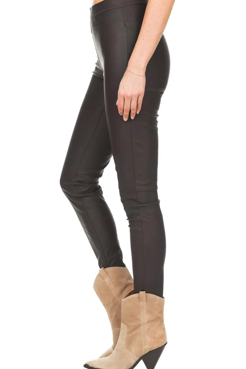 Faux Leather Leggings Amber | Brown... | Knit-Ted | Little Soho