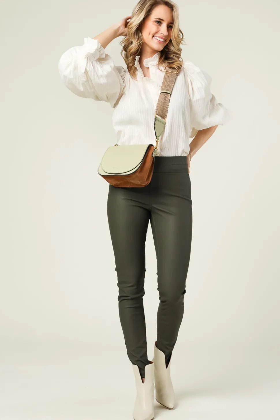 Faux Leather Leggings Amber | Green... | Knit-Ted | Little Soho
