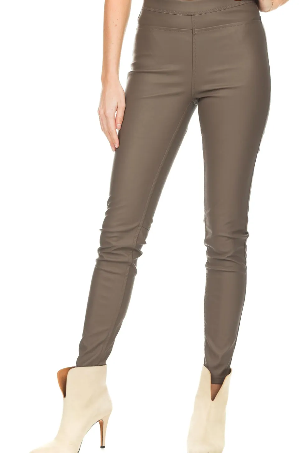Faux Leather Leggings Amber | Taupe... | Knit-Ted | Little Soho