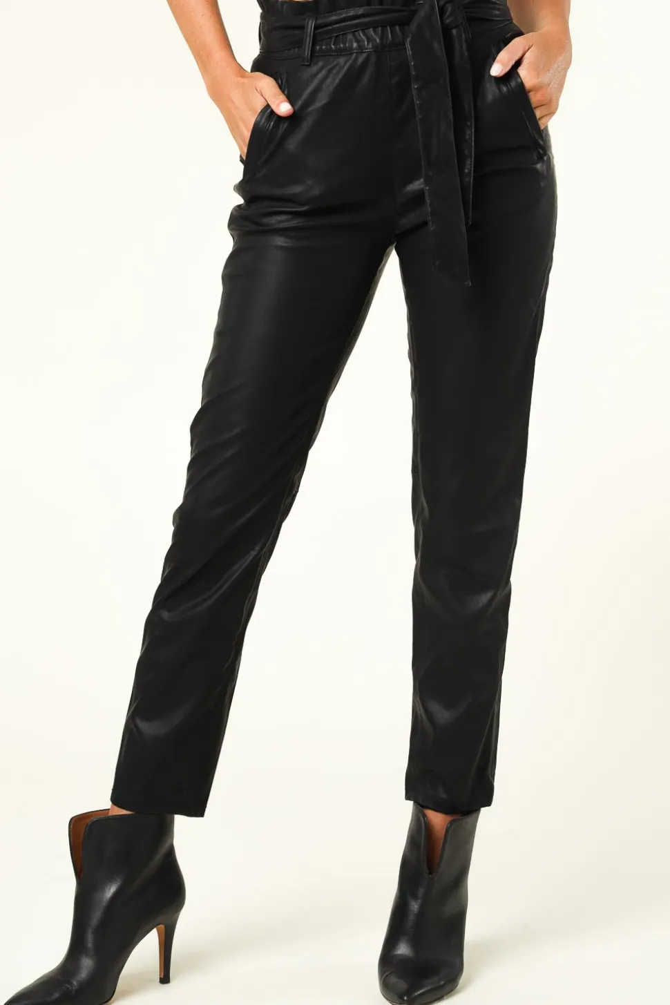 Faux Leather Paperbag Pants Francis | Black... | Knit-Ted | Little Soho