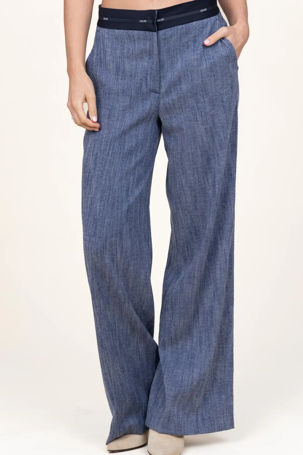 Flowy Denim Trousers Modat | Blue... | Liu Jo | Little Soho