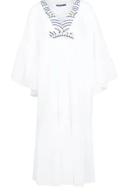Flowy Embroidered Maxi Dress Ireen | White... | Greek Archaic Kori | Little Soho