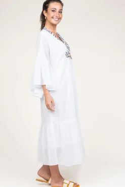 Flowy Embroidered Maxi Dress Ireen | White... | Greek Archaic Kori | Little Soho