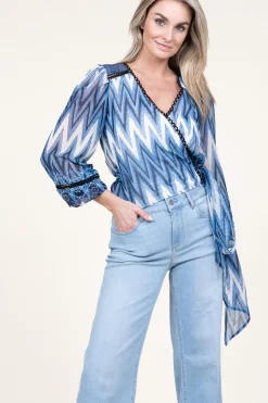 Flowy Top With Lace Details Sunshine | Blue... | Liu Jo | Little Soho