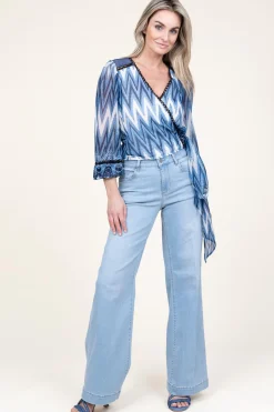 Flowy Top With Lace Details Sunshine | Blue... | Liu Jo | Little Soho