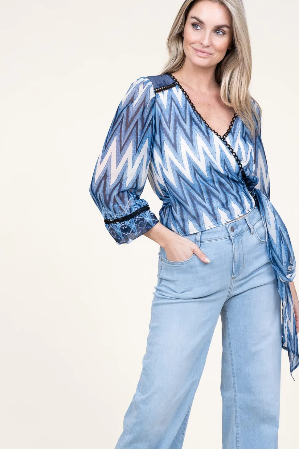 Flowy Top With Lace Details Sunshine | Blue... | Liu Jo | Little Soho