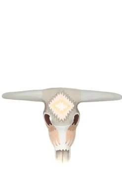 Hand-Painted Wooden Buffalo Mask Jeff | Grey/Light Pink... | Little Soho Living | Little Soho