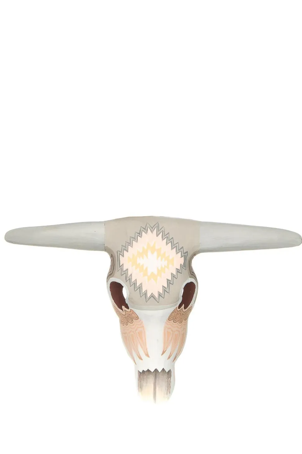 Hand-Painted Wooden Buffalo Mask Jeff | Grey/Light Pink... | Little Soho Living | Little Soho