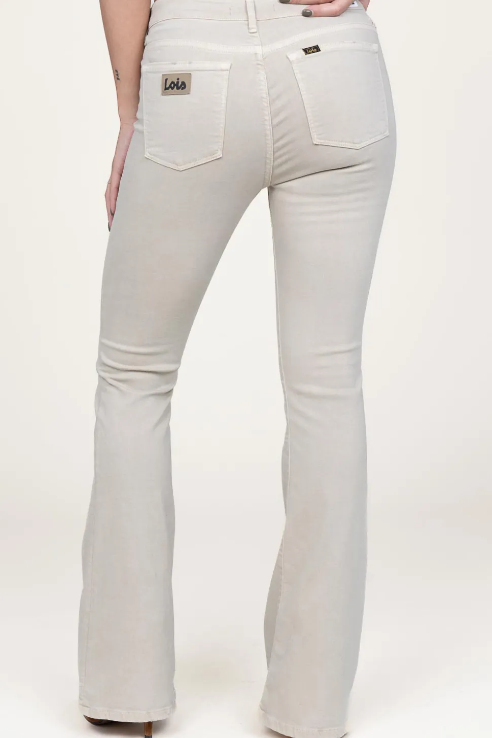 High Waist Flared Stretch Jeans Raval L32 | Beige... | Lois Jeans | Little Soho