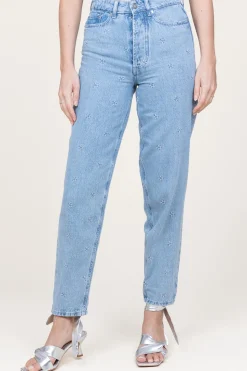 High Waist Jeans With Embroidery Colorado | Blue... | Berenice | Little Soho
