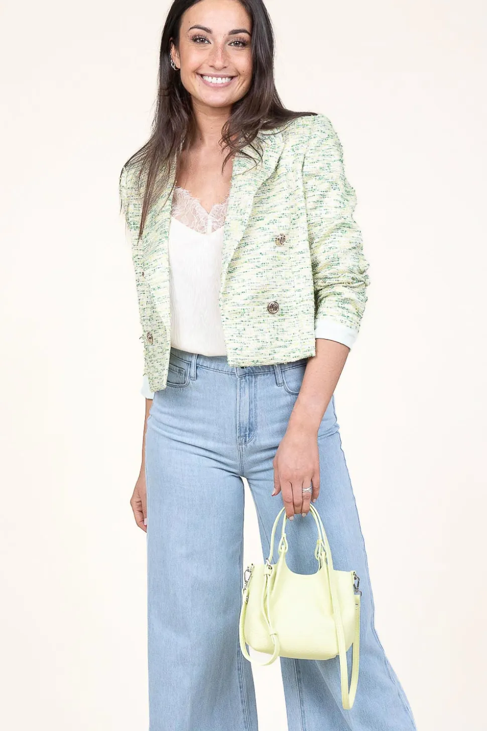 Jacquard Blazer With Lurex Carmine | Green... | Liu Jo | Little Soho