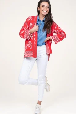 Jacquard Cardigan With Studs Pergola | Red... | Liu Jo | Little Soho