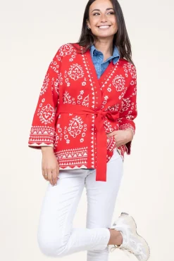 Jacquard Cardigan With Studs Pergola | Red... | Liu Jo | Little Soho