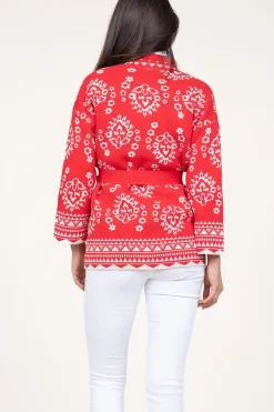 Jacquard Cardigan With Studs Pergola | Red... | Liu Jo | Little Soho