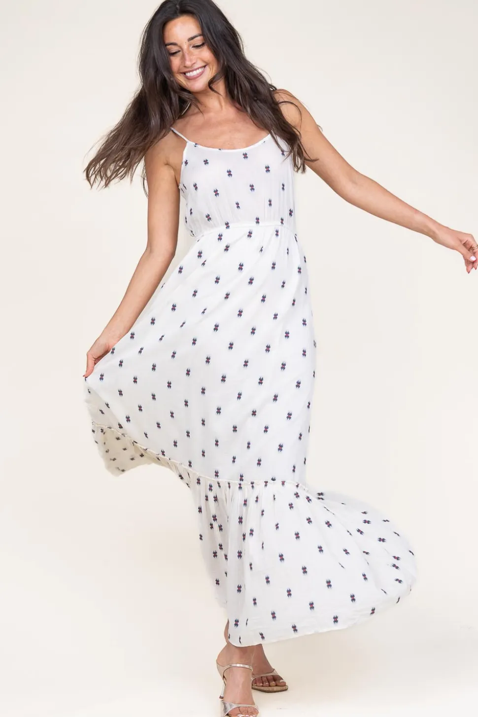 Jacquard Maxi Dress Uno | Natural... | Lollys Laundry | Little Soho