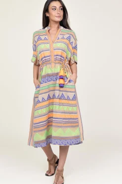 Jacquard Midi Dress Veloudenia | Orange... | Devotion | Little Soho