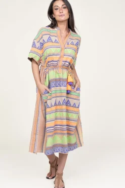 Jacquard Midi Dress Veloudenia | Orange... | Devotion | Little Soho