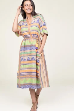 Jacquard Midi Dress Veloudenia | Orange... | Devotion | Little Soho