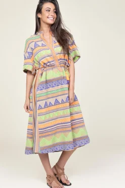 Jacquard Midi Dress Veloudenia | Orange... | Devotion | Little Soho