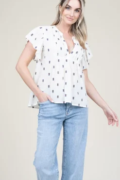 Jacquard Top With Print Isabel | Natural... | Lollys Laundry | Little Soho