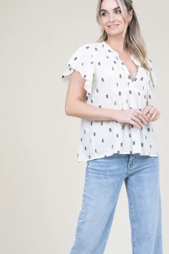 Jacquard Top With Print Isabel | Natural... | Lollys Laundry | Little Soho