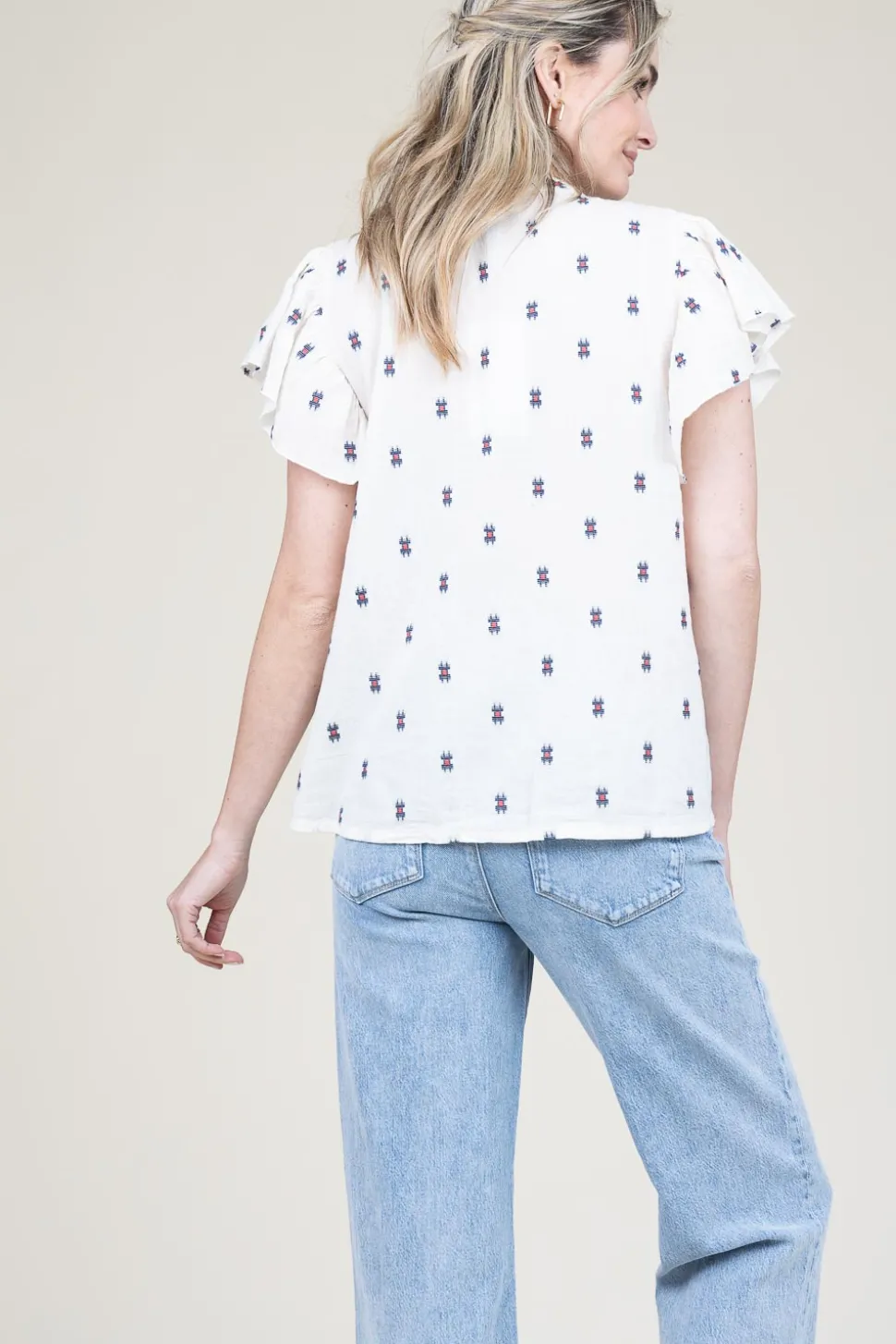 Jacquard Top With Print Isabel | Natural... | Lollys Laundry | Little Soho
