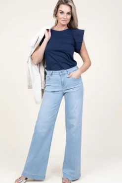 Jersey Poplin T-Shirt Relievo | Blue... | Liu Jo | Little Soho