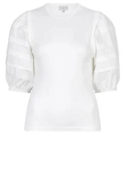 Jersey Top With Poplin Sleeves Elyse | Natural... | Dante 6 | Little Soho