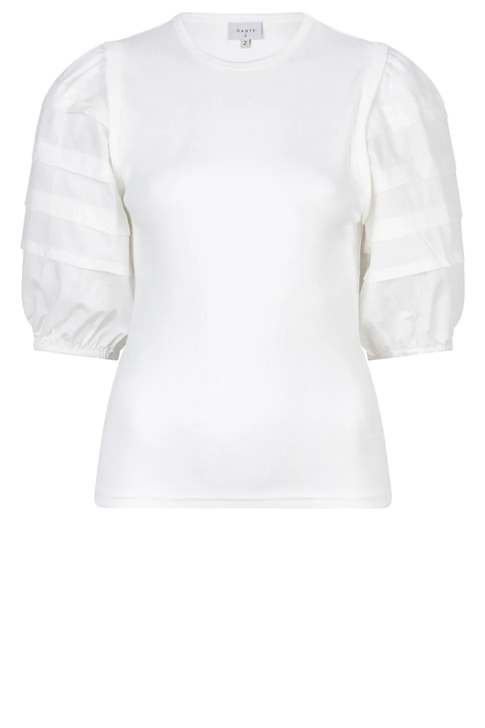 Jersey Top With Poplin Sleeves Elyse | Natural... | Dante 6 | Little Soho