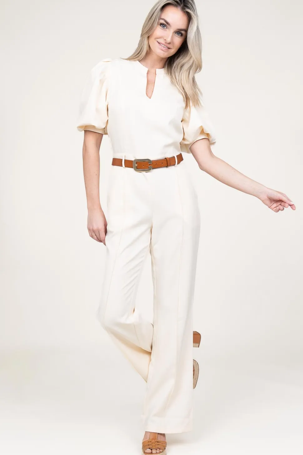 Jumpsuit With Bow Belt Hellen | Natural... | Aaiko | Little Soho