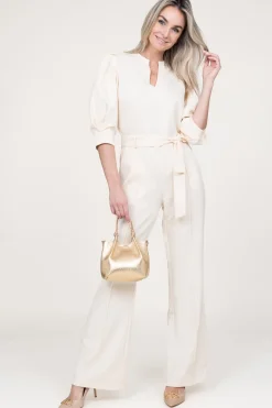 Jumpsuit With Bow Belt Hellen | Natural... | Aaiko | Little Soho