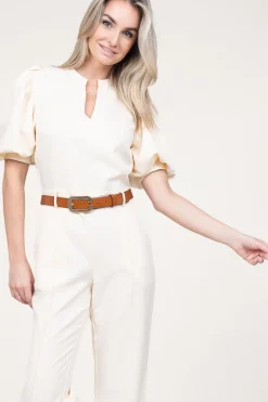 Jumpsuit With Bow Belt Hellen | Natural... | Aaiko | Little Soho