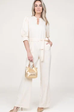 Jumpsuit With Bow Belt Hellen | Natural... | Aaiko | Little Soho