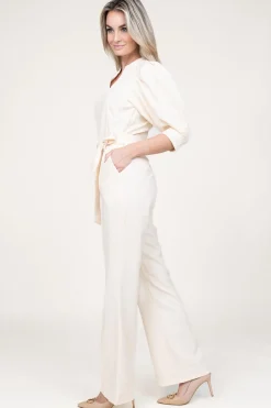 Jumpsuit With Bow Belt Hellen | Natural... | Aaiko | Little Soho