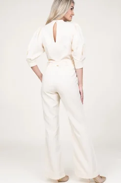 Jumpsuit With Bow Belt Hellen | Natural... | Aaiko | Little Soho