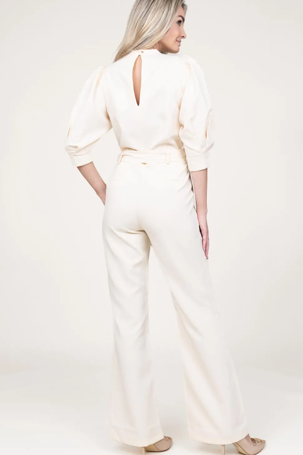 Jumpsuit With Bow Belt Hellen | Natural... | Aaiko | Little Soho