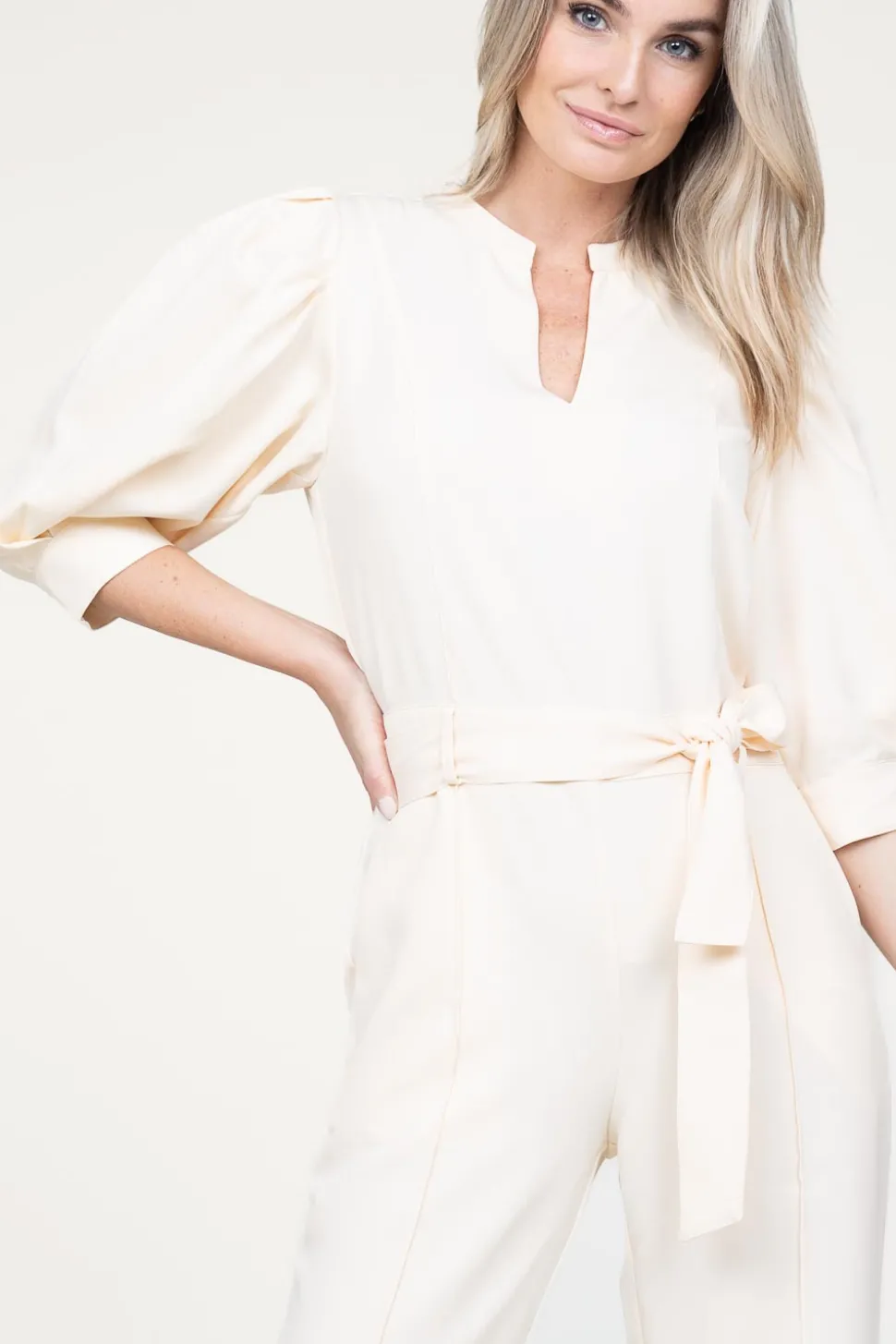 Jumpsuit With Bow Belt Hellen | Natural... | Aaiko | Little Soho
