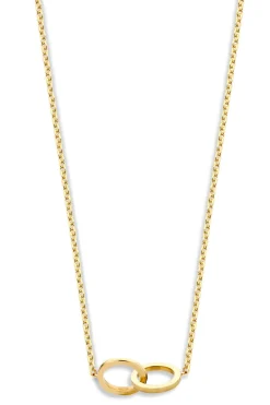 14K Golden Necklace Iconic Double Open Circle 43 Cm | Yellow Go... | Just Franky | Little Soho