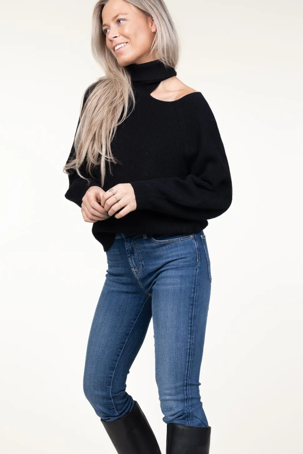Knitted Sweater With Cut-Outs Marenna | Black... | Dante 6 | Little Soho